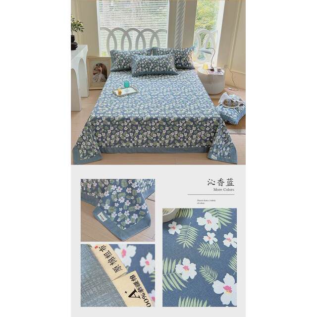 Pure cotton old coarse cloth bed sheet single piece 100 cotton three-piece set single cotton linen dormitory bed single pillowcase 2 floral