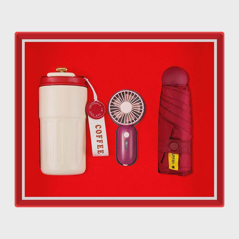 夏季商务礼品套装迷你风扇胶囊伞保温杯实用企业年会礼品定制新品