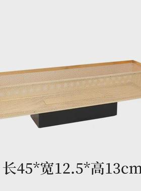 轻奢金属花器客厅电视柜样板房大号插花花瓶摆件现代简约花盘底座