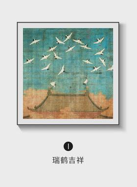 电表箱装饰画新中式松树开关箱液压杆免打孔遮挡电闸挂画过道壁画