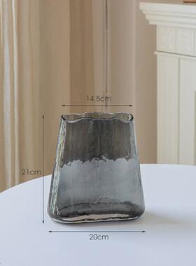 田园异性高端玻璃花瓶摆件客厅水养花轻奢创意干花桌面样板间装饰