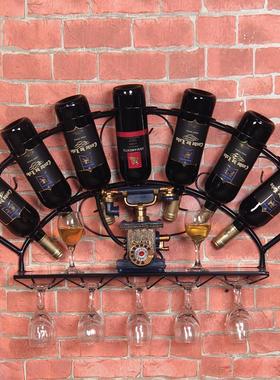 新客居北欧铁艺壁挂酒架葡萄酒架红酒架置物架挂墙悬挂高脚酒杯架