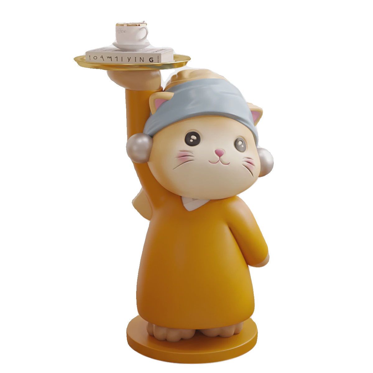 艺术猫奶油风落地摆件茶几床头客厅大型收纳沙发边几卡通电视柜旁,淘宝优惠券,粉丝福利购,淘宝优惠卷