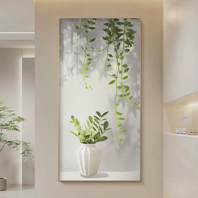 北欧玄关装饰画绿植走廊过道挂画奶油风肌理画客厅入户门竖版壁画,淘宝优惠券,粉丝福利购,淘宝优惠卷