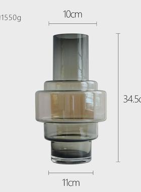 现代高档软装欧式造型设计透明玻璃花瓶花艺电镀花器插花家居摆件