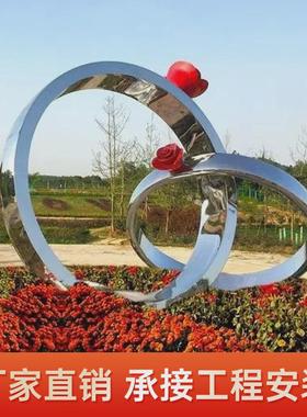 户外不锈钢心形艺术装饰摆件公园心形标识不锈钢心形雕塑设计不可