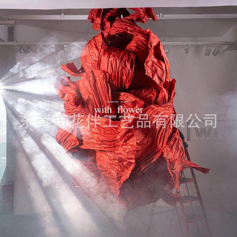 巨型背景布纸花橱窗褶皱置装饰商场美陈大型飘带艺术装置打卡道具,淘宝优惠券,粉丝福利购,淘宝优惠卷