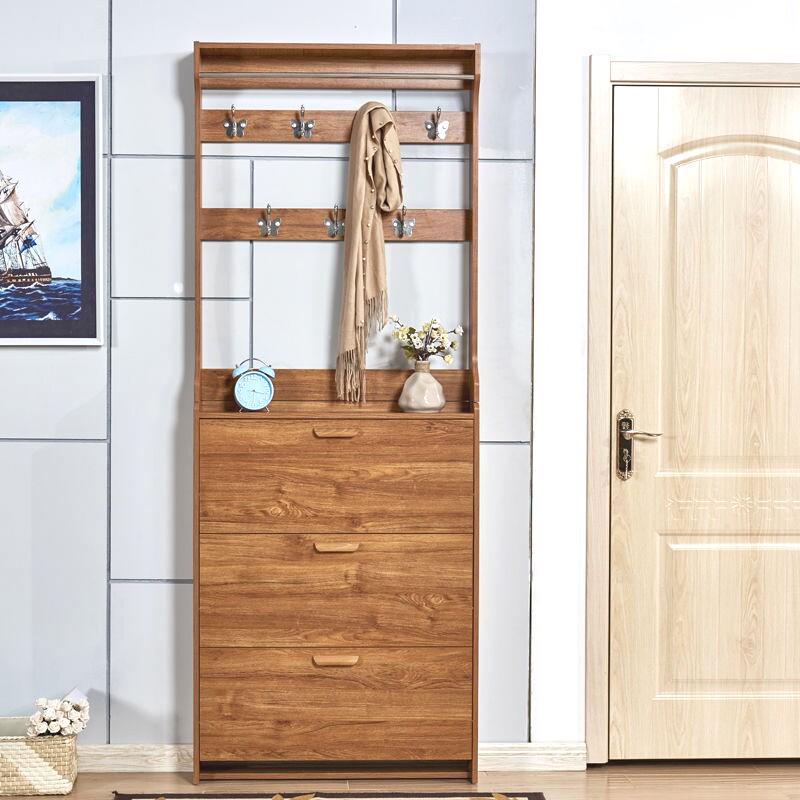 门边鞋柜超薄翻斗鞋柜带衣架窄实家用门口简约现代门厅柜收纳玄关 - 图0