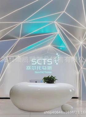 公司前台接待台异形玻璃钢高档接待吧台会所收银台售楼部前台