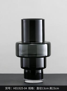 器西新品现代简约蓝色玻璃花瓶家居客厅水培花插博样板间摆件批发