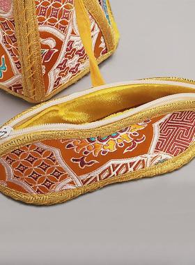 民族风尼泊尔藏传金刚铃杵套保护套绣花套刺绣收纳袋黄色铃铛用品