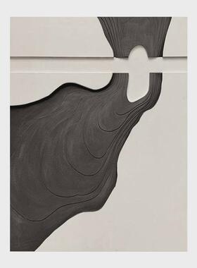 3d立体木雕手绘肌理装饰画客厅沙发侘寂风挂画玄关手工背景墙壁画