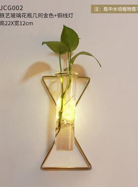 北欧ins玻璃试管水培花瓶壁饰小清新绿植壁挂装饰悬挂插花瓶铁艺