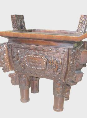 纯铜铜鼎摆件青铜器四鼎盛方鼎庙宇供奉香炉足千秋铸铜雕铜器摆件