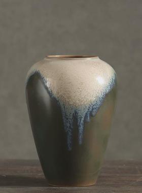 热销现代简约摆件田园风中式陶罐粗陶复古插花陶瓷花瓶酒店民宿装