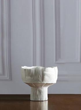 间高脚大口花瓶花器摆件家居客厅玄关软装样品现代简约装饰品摆设