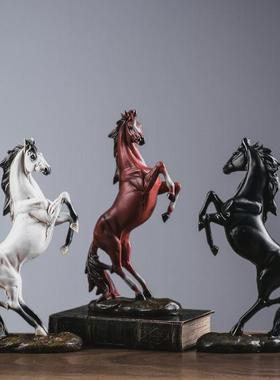 欧式站立马摆件家居客厅玄关书房办公桌装饰品马到成功树脂工艺品