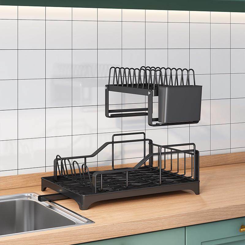厨房家用桌面沥水收纳架筷子杯架一体置物架拆装双层碗碟架,淘宝优惠券,粉丝福利购,淘宝优惠卷