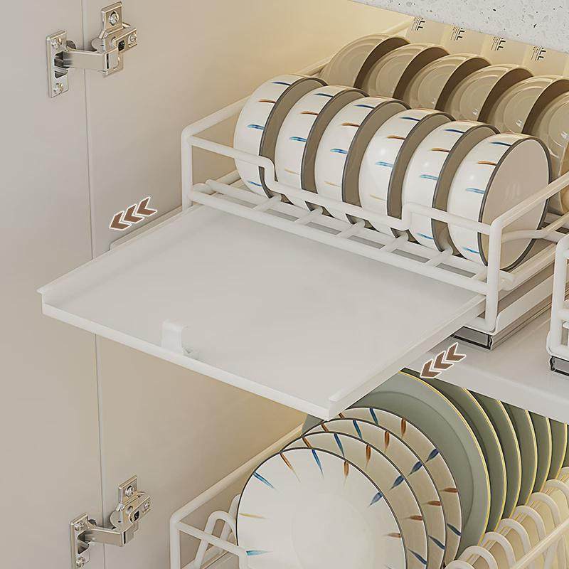 厨房碗碟收纳架橱柜内置抽拉碗架拉篮抽屉式放碗盘沥水滑轨置物架,淘宝优惠券,粉丝福利购,淘宝优惠卷