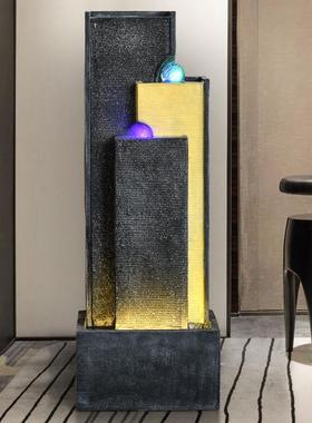 热销现代流水生财摆件酒店循环水幕墙景观加湿器家居装饰落地喷泉