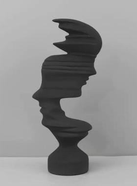 现代创意抽象双面人脸雕塑艺术摆件玄关架酒柜客厅电视柜家居饰品