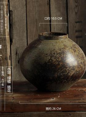 禅意民宿新款复古陶瓷花瓶餐厅样板间客厅居家装饰摆件陶罐坛子缸