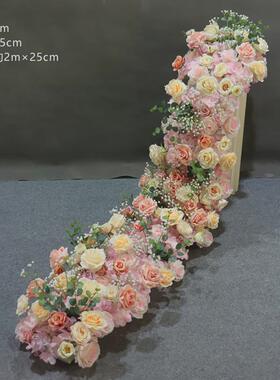 新款仿真花排商场布置橱窗展厅装饰长排花西式婚礼长桌摆放长条花