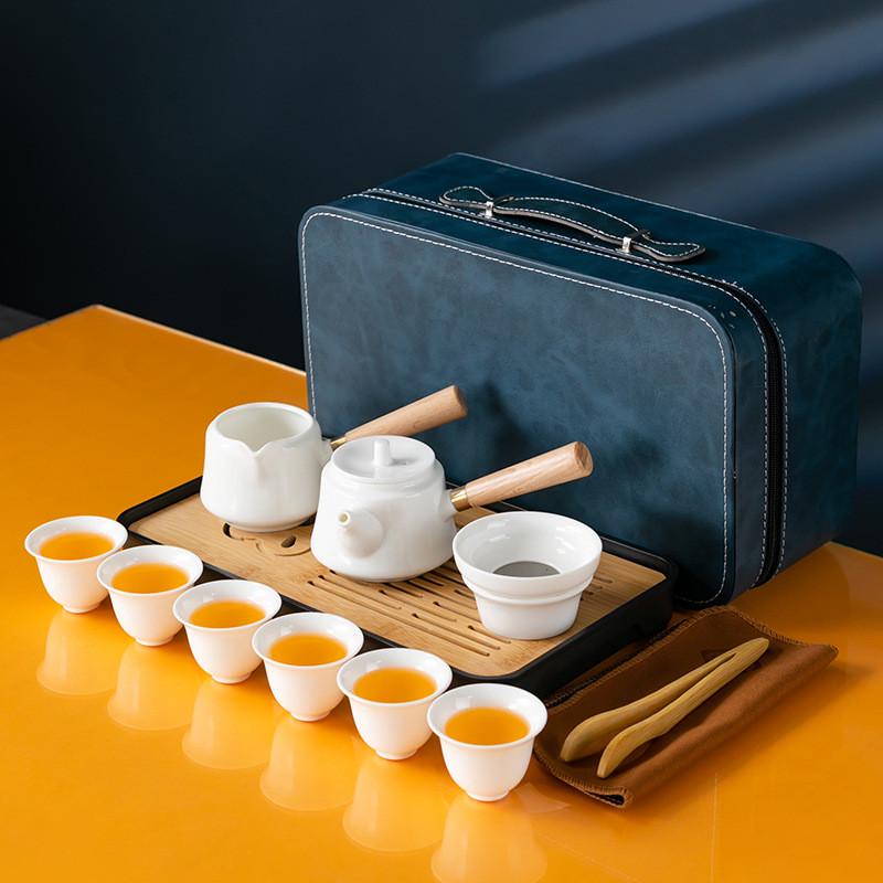 Qinglan Outdoor Travel Kung Fu Tea Set Portable Storage Bag with Kettle High-end Outdoor Camping Equipment
