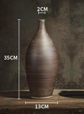 花瓶客厅插花摆件假花台面粗陶欧式瓶子家居陶瓷陶罐仿真干花摆件
