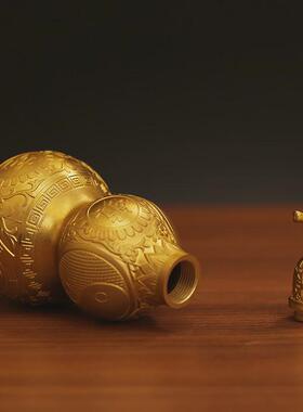 纯黄铜葫芦摆件葫芦镇宅开口开盖葫芦招财物件空心挂件号家居摆件