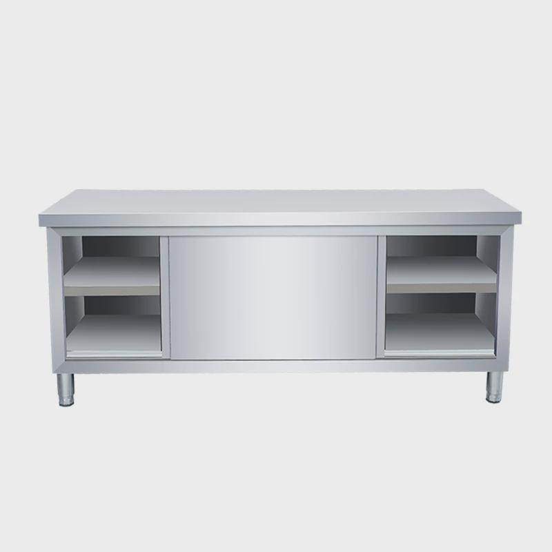 不锈钢推拉门工作台厨房不锈钢桌储物柜打荷操作台切菜桌商用案板,淘宝优惠券,粉丝福利购,淘宝优惠卷