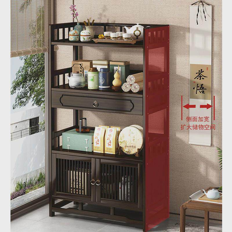 Tea set storage rack Chinese tea display rack Non-solid wood tea cabinet ornament storage cabinet Teapot placement rack