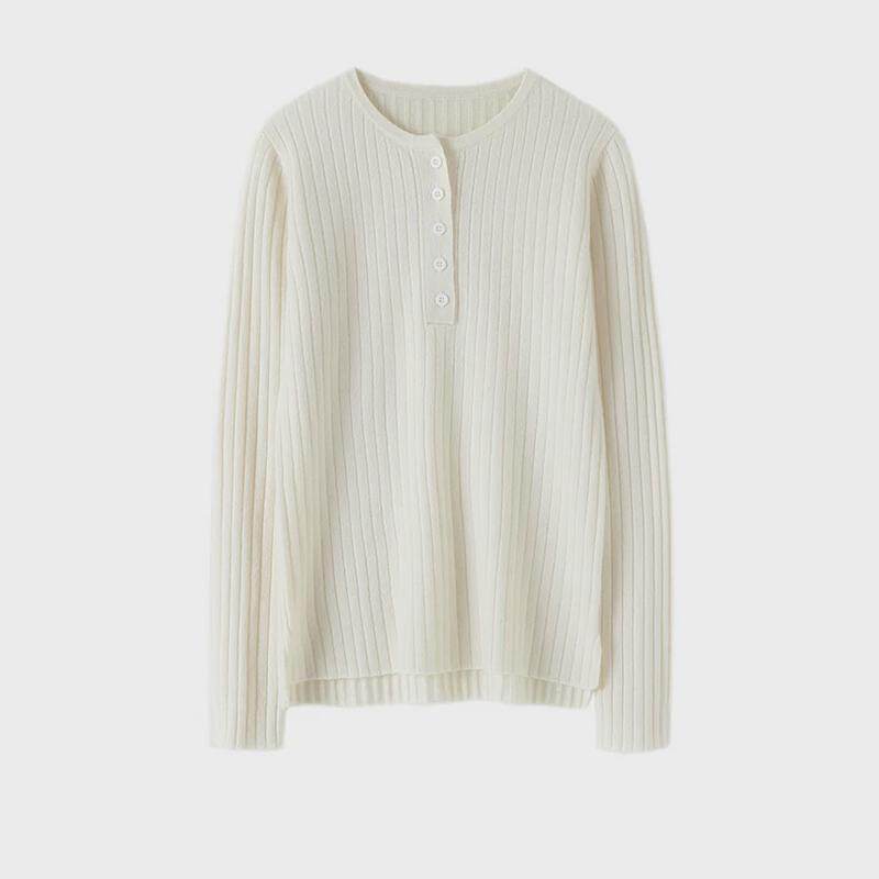 穿千遍也不腻！软糯百搭纽扣坑条衫女纯毛衣打底衫,淘宝优惠券,粉丝福利购,淘宝优惠卷