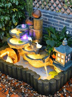 热销庭院造景布置流水鱼池摆件户外露台小院装饰假山阳台花园水池