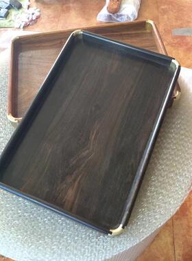 紫光檀木茶盘木托盘长方形花梨木水果盘子黑檀木盘文玩盘厂家批发