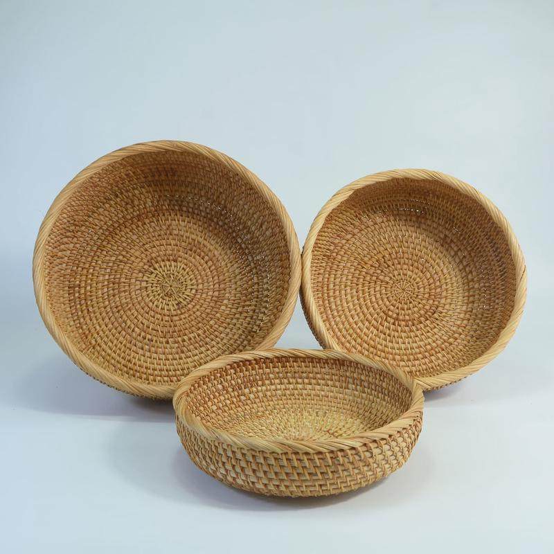 藤编圆形水果篮编织收纳篮收纳筐客厅水果盘编织筐家用馒头筐,淘宝优惠券,粉丝福利购,淘宝优惠卷