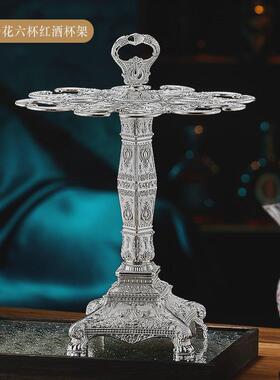 水晶玻璃红酒杯旋转倒挂酒架子金钻银钻6杯杯架家用酒杯收纳架子