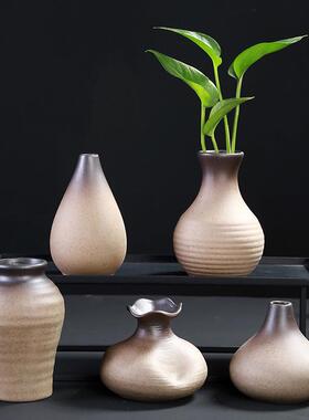 复古陶瓷禅意古朴客厅花插粗陶花瓶小花器茶台摆件水培植物器皿静