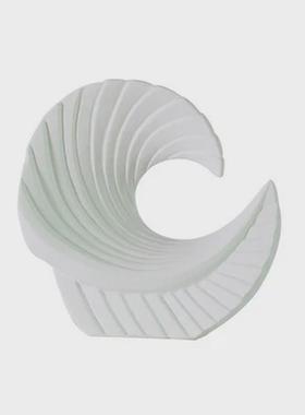 简约现代树脂摆件浪花造型海浪螺纹装饰品黑白家居样板房装饰摆设
