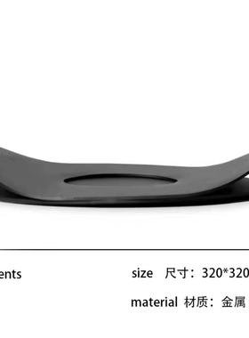 现代简约镂空网格网片屏风摆件金属折叠托盘样板房售楼处软装饰品