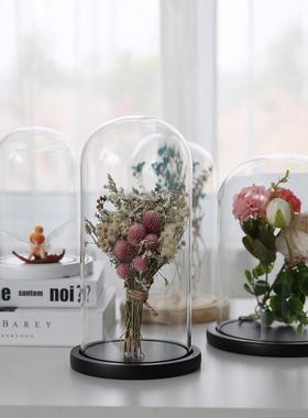 永生花玻璃罩展示盒干花标本工艺品手办盲盒防尘罩子透明桌面摆件