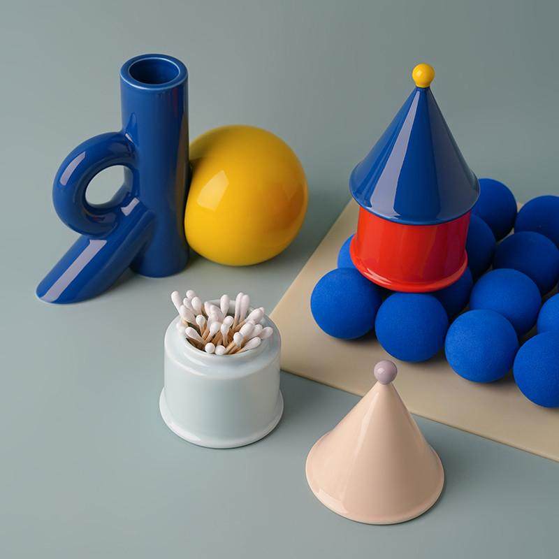 个性包豪斯可爱撞色球球牙签盒棉签收纳盒牙签筒牙线盒家用,淘宝优惠券,粉丝福利购,淘宝优惠卷