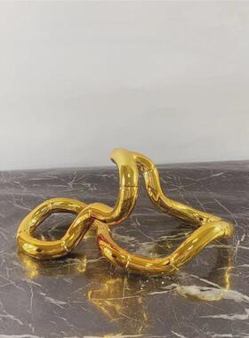 现代轻奢树脂电镀莫比环桌面装饰品客厅茶几电视柜样板间家居摆件