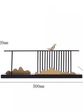 新中式创意铁艺摆件居家客厅玄关工艺品会所酒店软装室内酒柜装饰