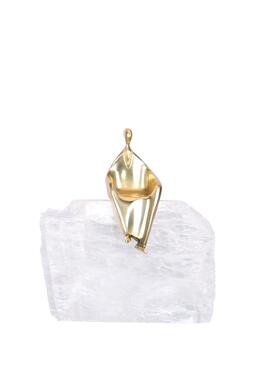 轻奢现代桌面铜人天然玄关摆件新中式样板间矿石电视柜软装工艺品