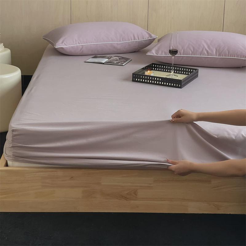 品100s全棉磨毛单加厚床笠床单100s长绒棉碳素磨毛纯色床护垫 - 图2