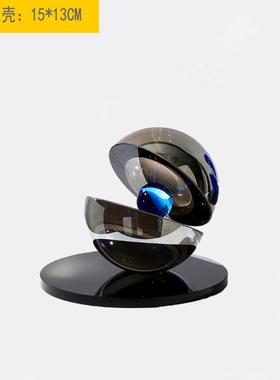 现代简约拼色水晶球贝壳摆件客厅书房售楼部办公室软装桌面饰品
