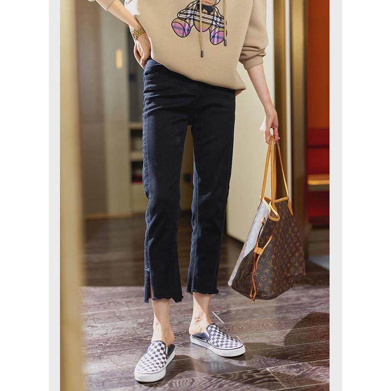 2024春季新款大码开叉女直筒胖妹妹弹力显瘦八分直筒裤,淘宝优惠券,粉丝福利购,淘宝优惠卷