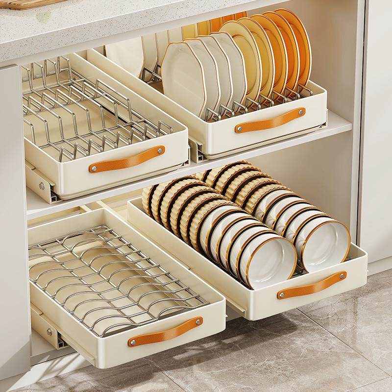 帅仕厨房抽拉碗碟收纳架不锈钢橱柜内拉篮抽屉式置物架碗盘沥北金,淘宝优惠券,粉丝福利购,淘宝优惠卷