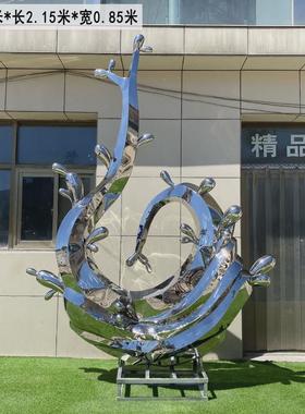 不锈钢水花雕塑抽象浪花玻璃钢水滴户外水景摆件海浪创意异形小品